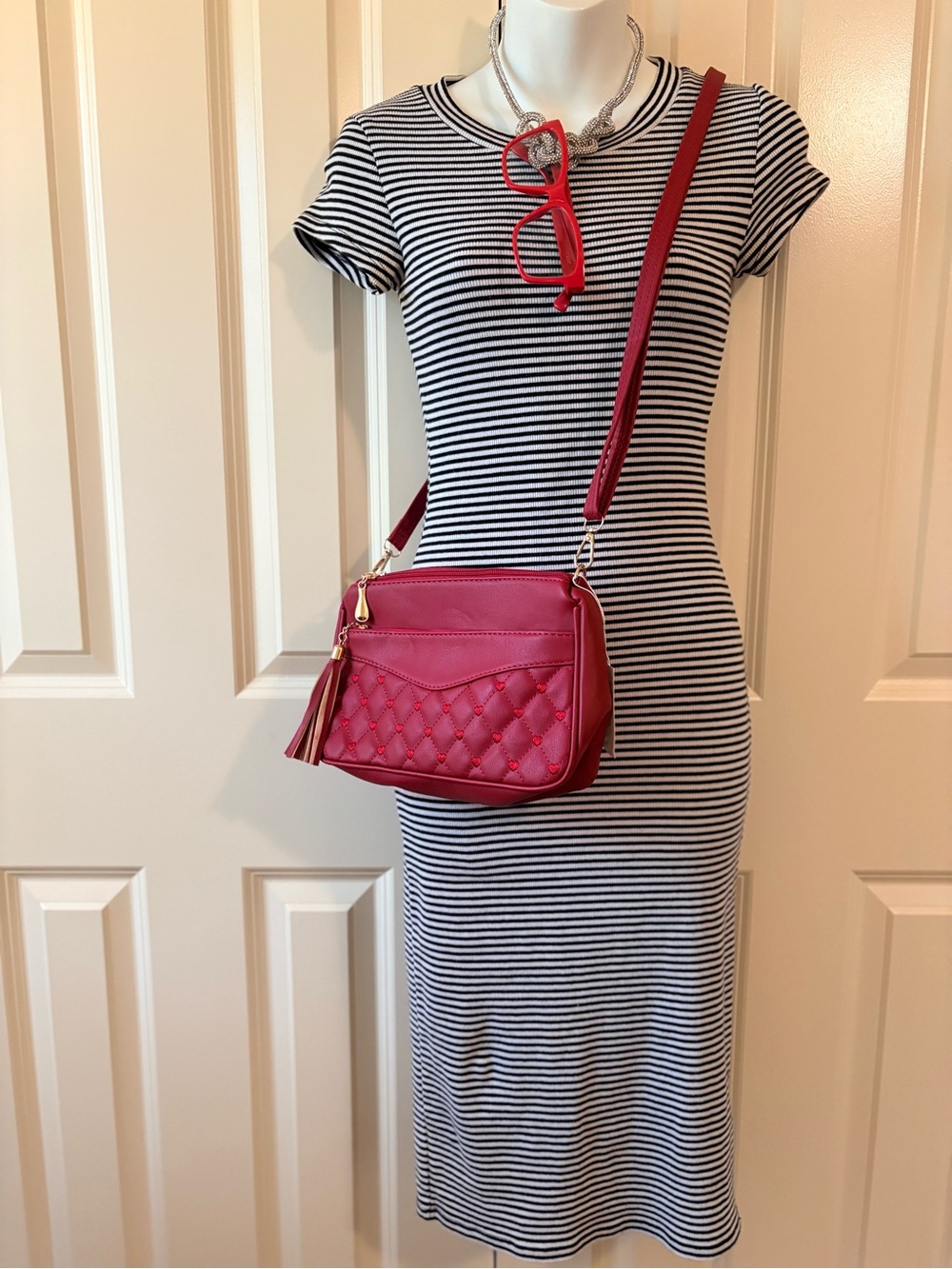 Derek Heart Black & White Striped Midi Dress, size M